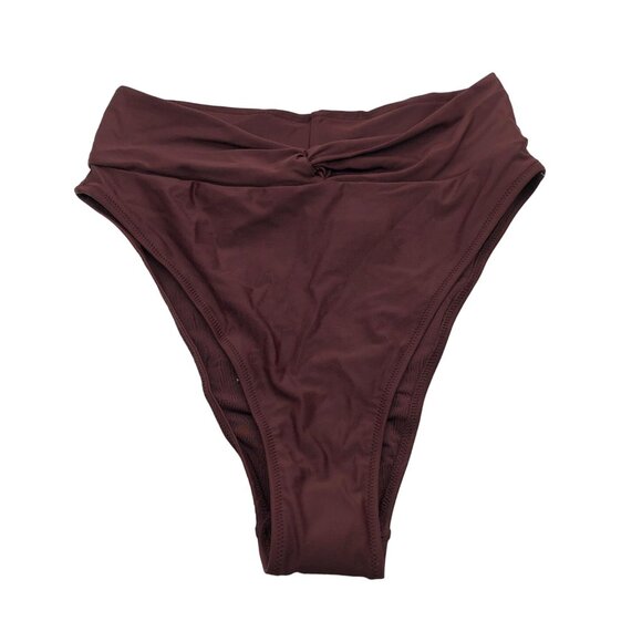 Aerie Womens High Cut Cheeky Bikini Swim Bottom Maroon Burgundy Size M - Picture 1 of 5